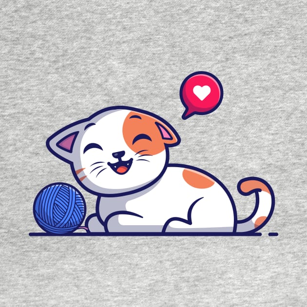 Cute cat playing with yarn ball cartoon by Catalyst Labs